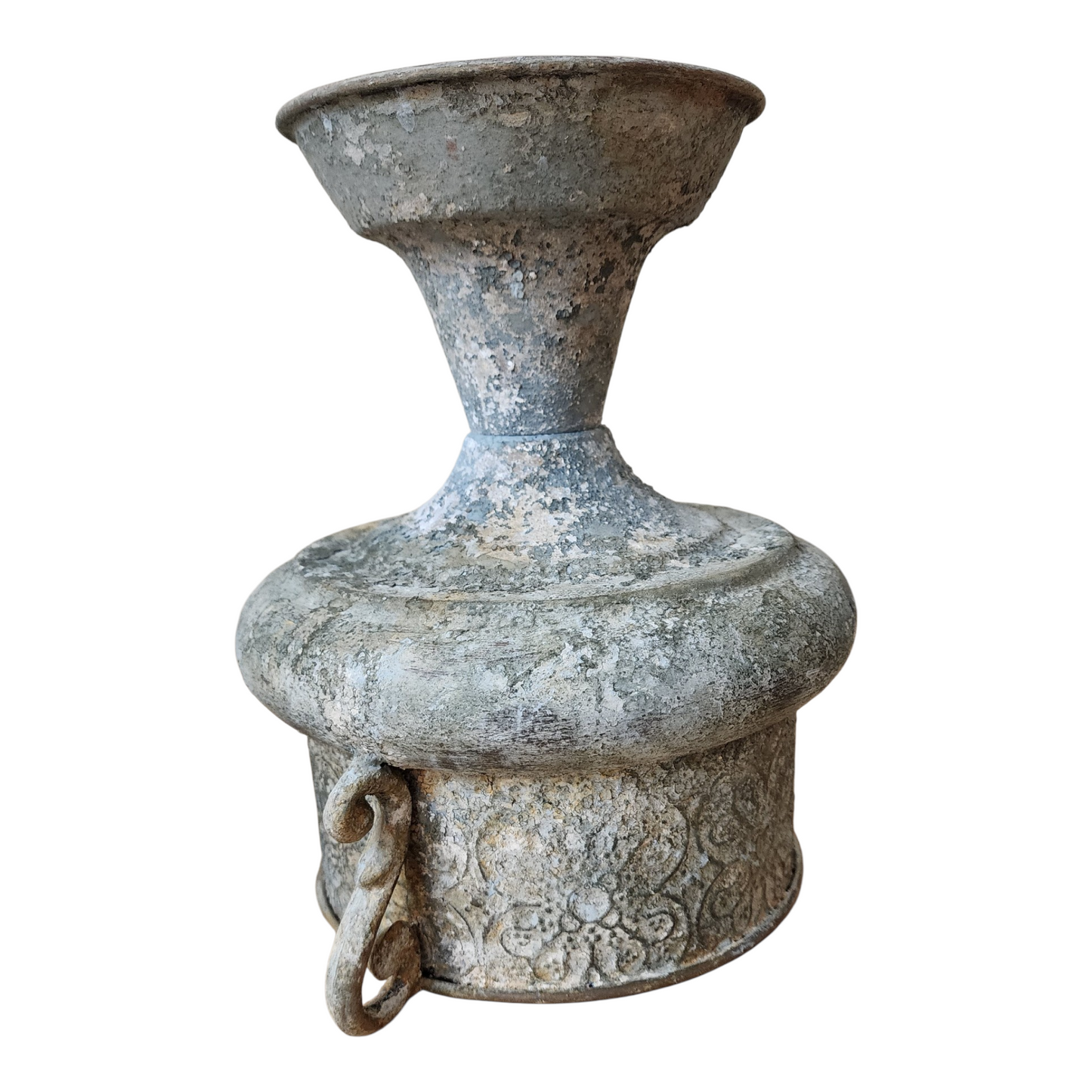 Aged Metal Urn with Scroll Handles | European Garden Style Vessel