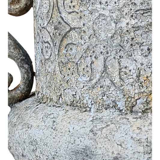 Aged Metal Urn with Scroll Handles | European Garden Style Vessel