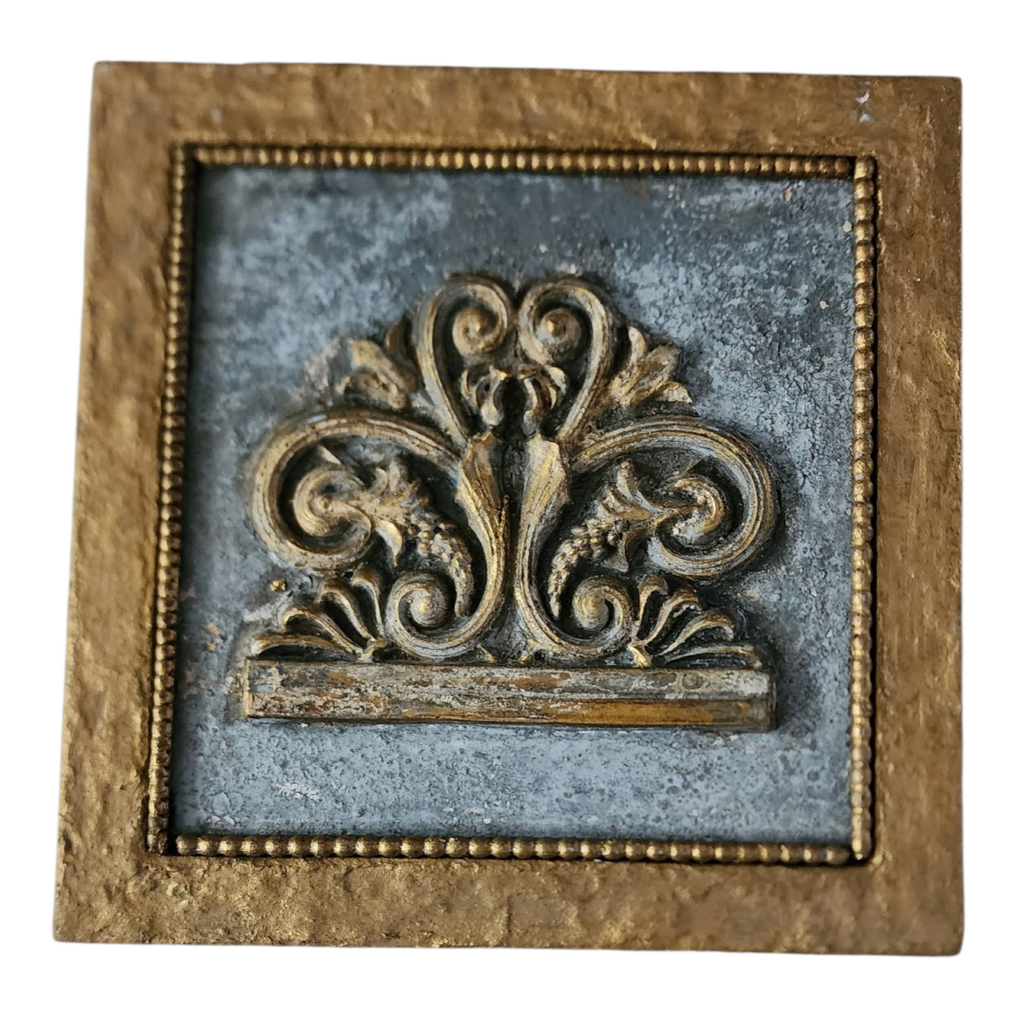 European Gilded Relief Panel – Hand-Finished Patina Wall Accent