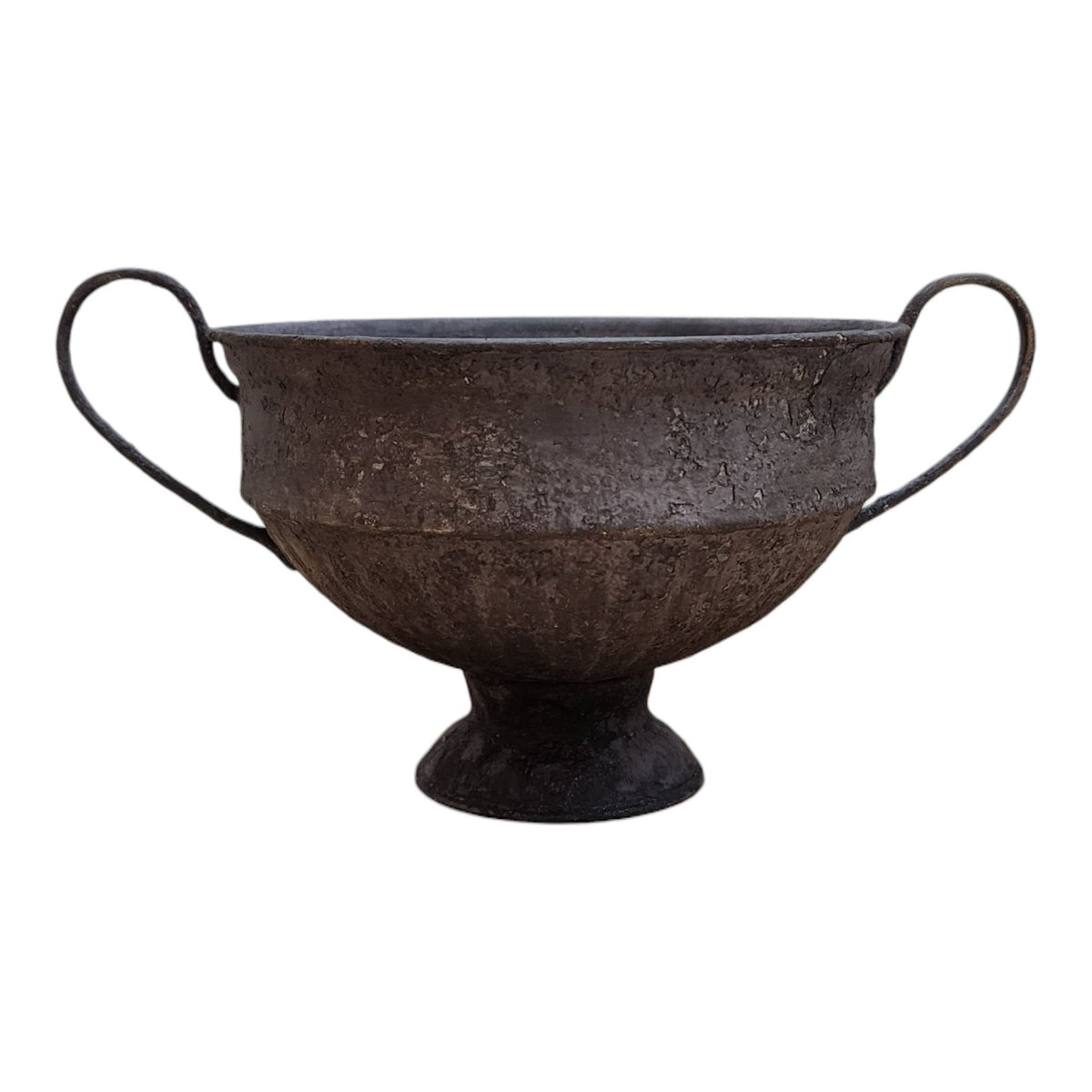 Aubergine hand-finished metal urn, front view