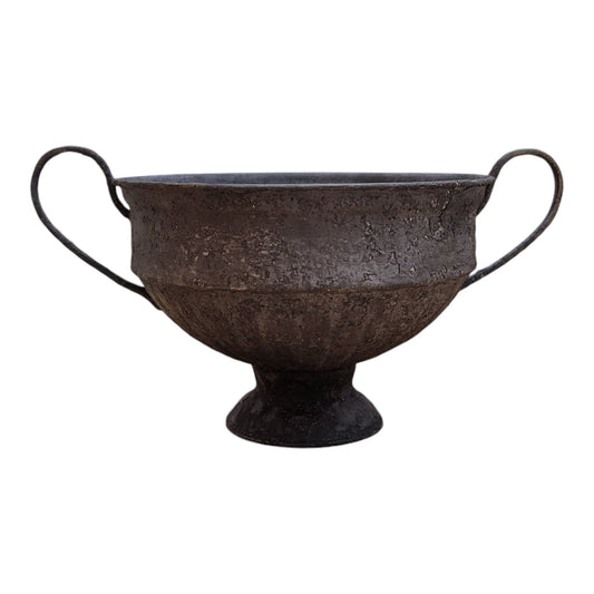 Aubergine hand-finished metal urn, front view