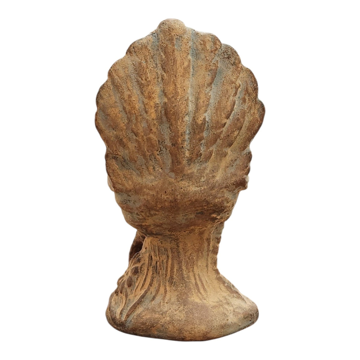 Hand-finished ceramic hen, back view