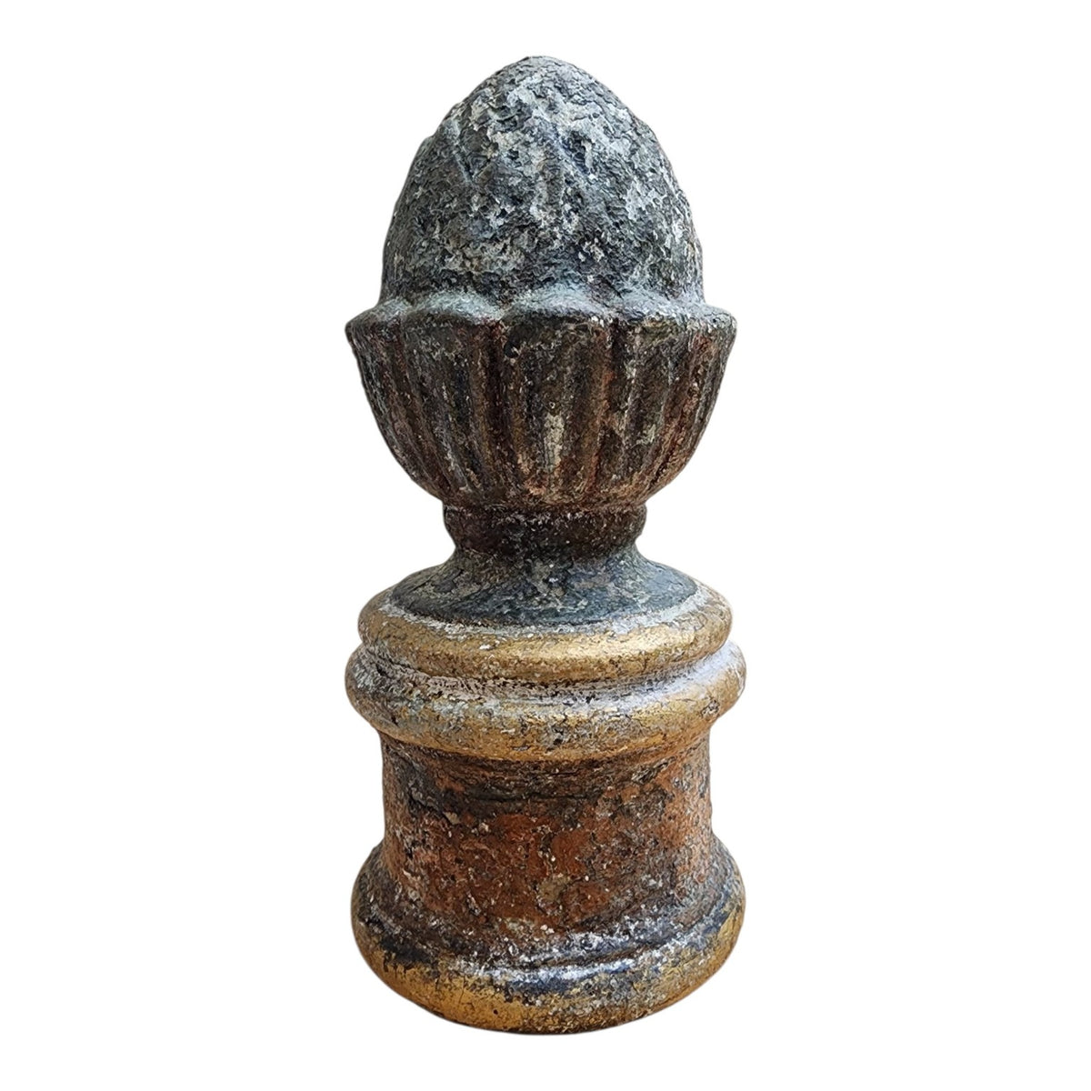 Aged European acorn finial hand-finished by Open Window Restore