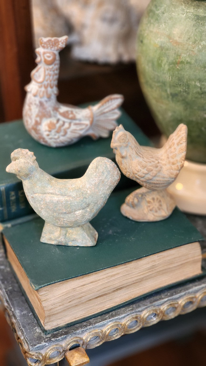 Ceramic rooster styled on a shelf