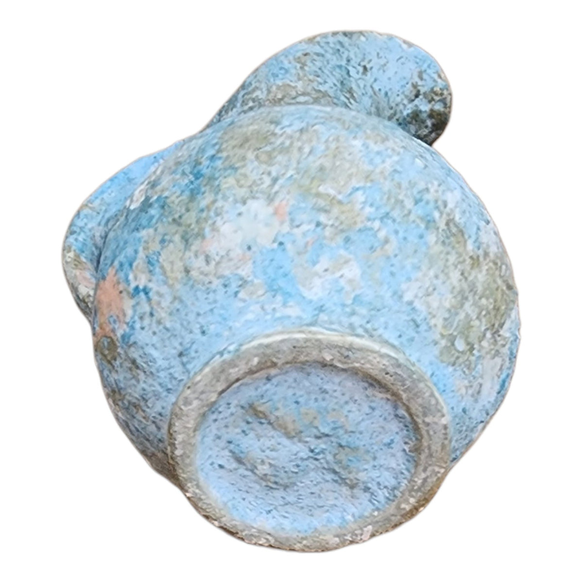 Small ceramic pitcher with Open Window Restore hand-applied aged blue patina