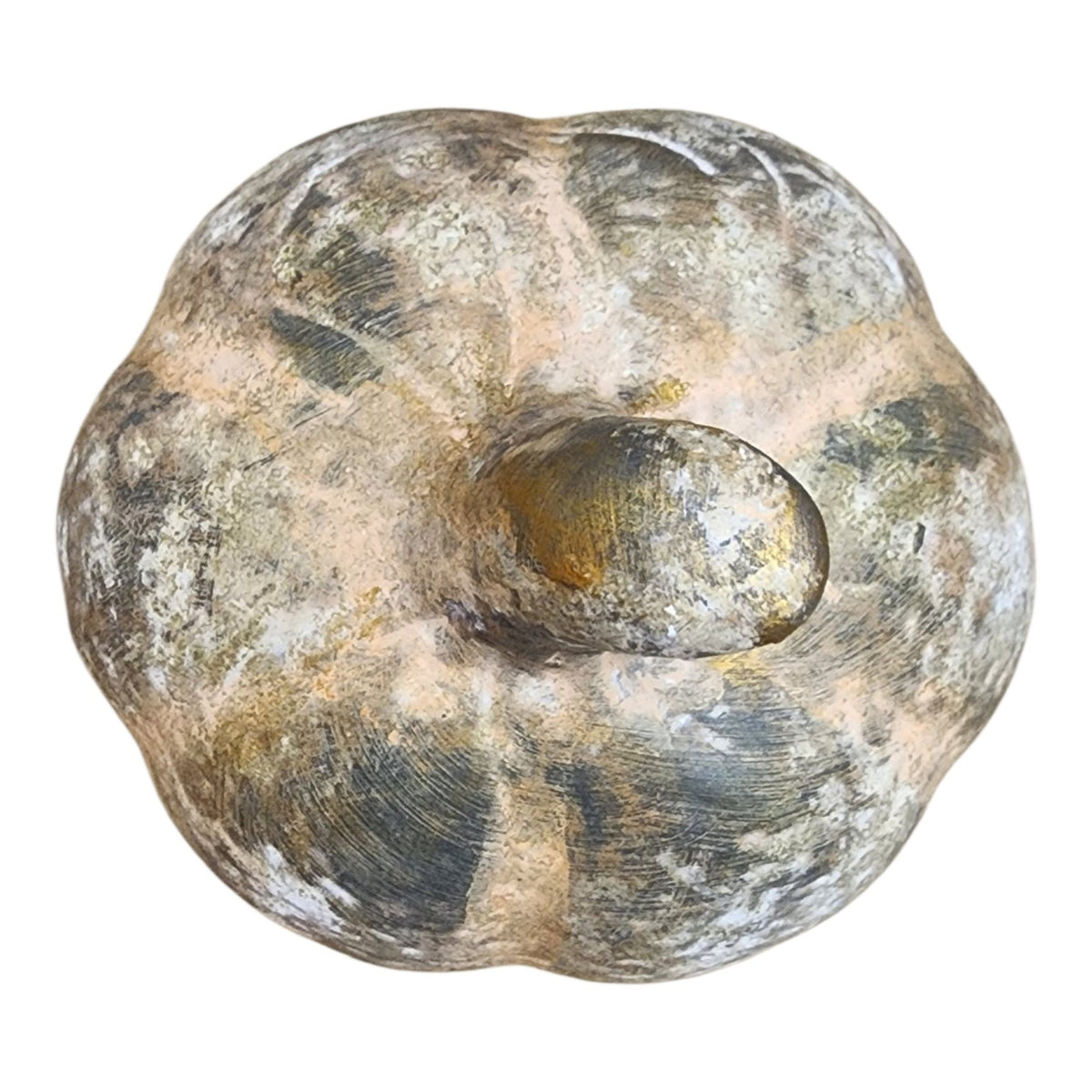 Small hand-painted ceramic jack-o'-lantern, top view