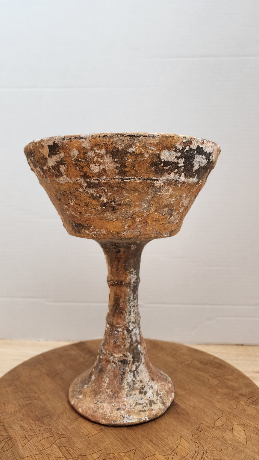 Open Window Restore hand-finished weathered ceramic chalice urn