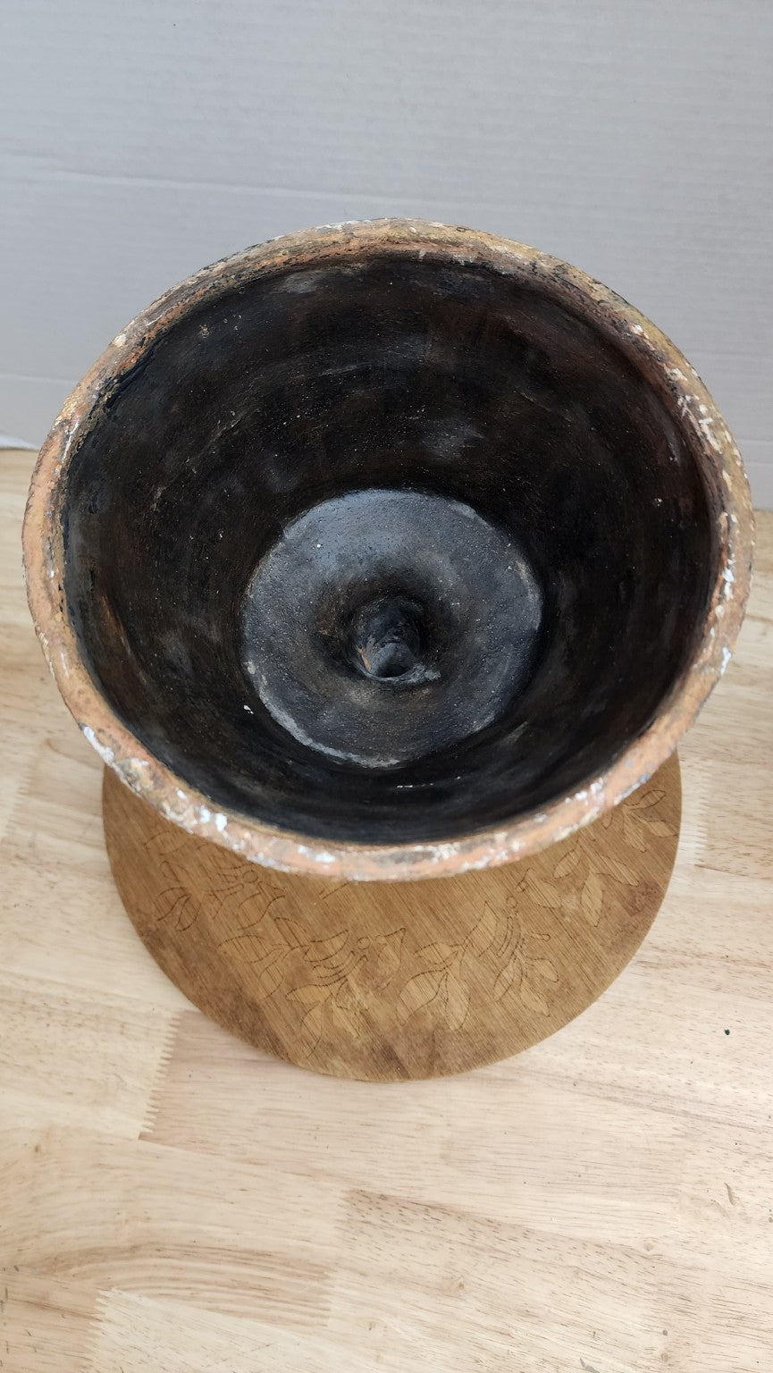 Interior view of ceramic chalice urn