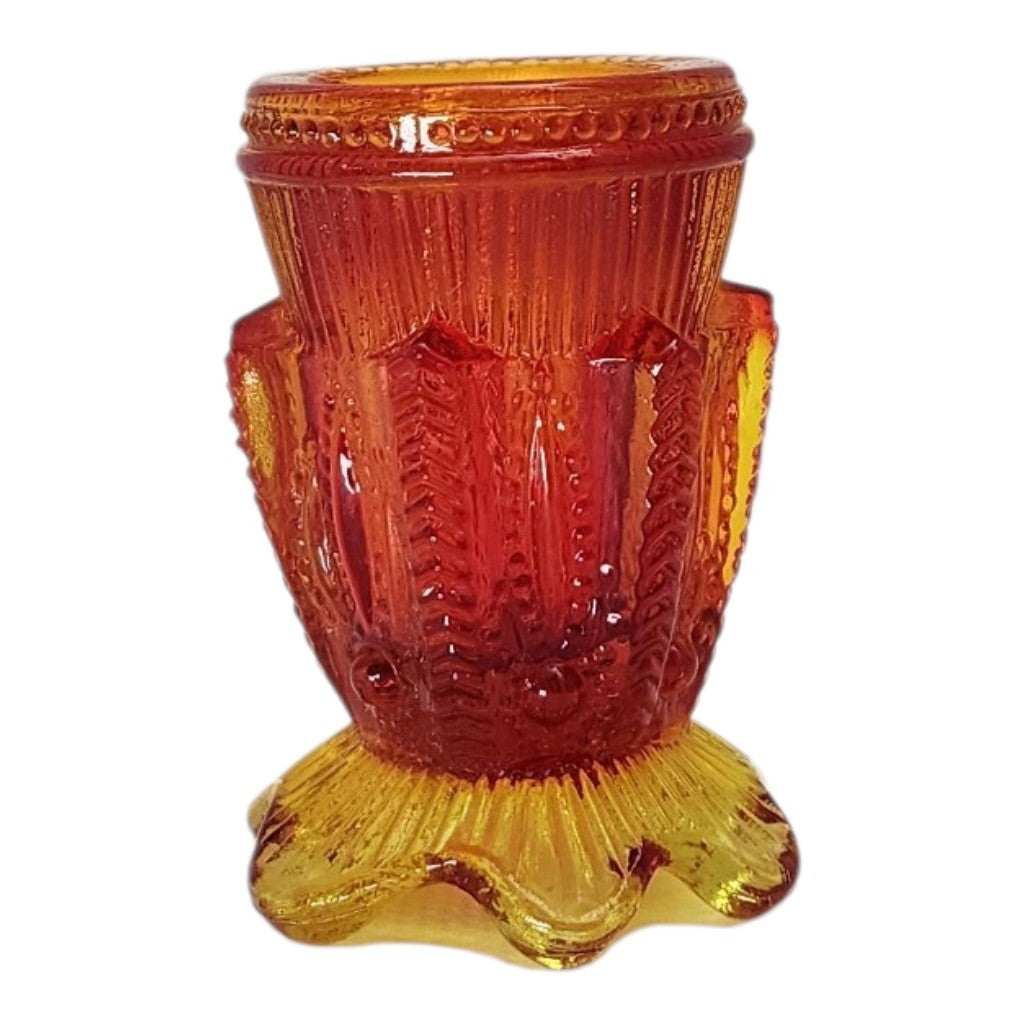 Vintage Degenhart Amberina Glass Toothpick & Match Holder