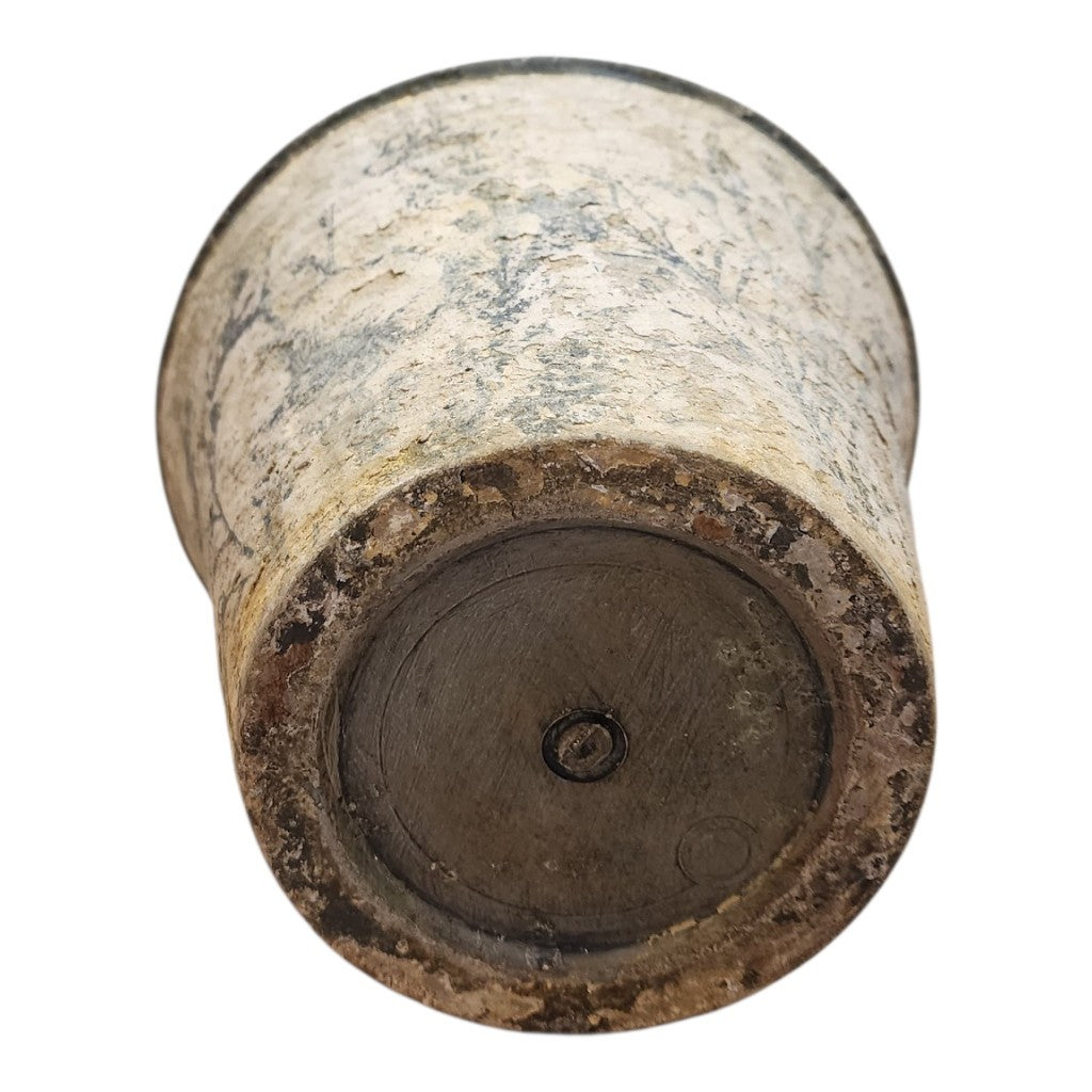 Timeworn Botanical Cachepot | Hand-Painted Decorative Vessel