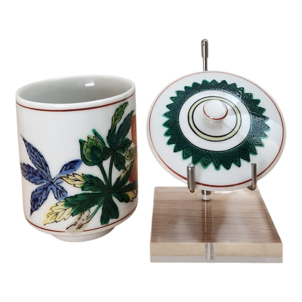 Vintage Hand-Painted Asian Floral Porcelain Lidded Jar