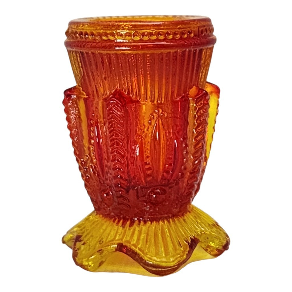 Vintage Degenhart Amberina Glass Toothpick & Match Holder