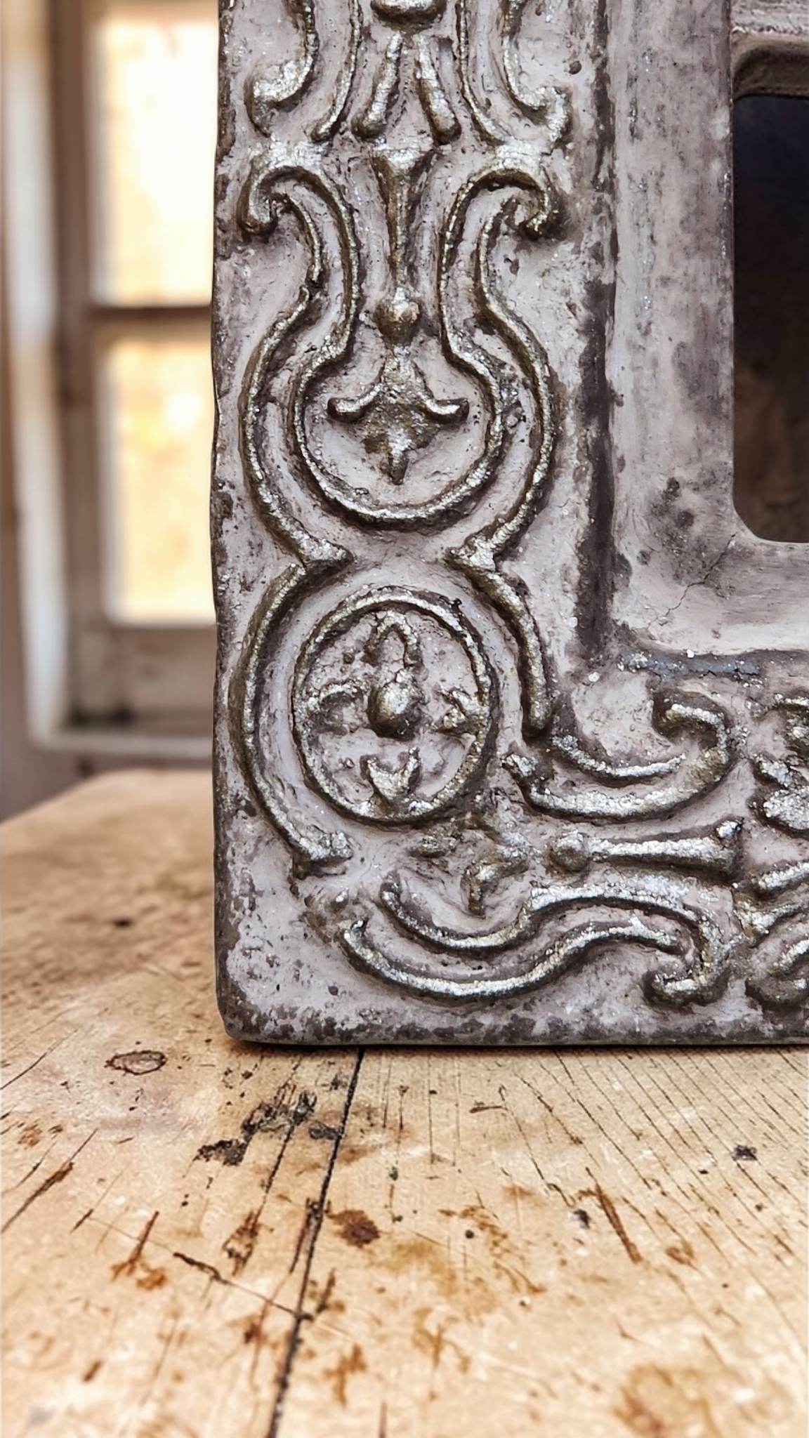 European Patina Mirror | Hand-Painted Ornate Frame
