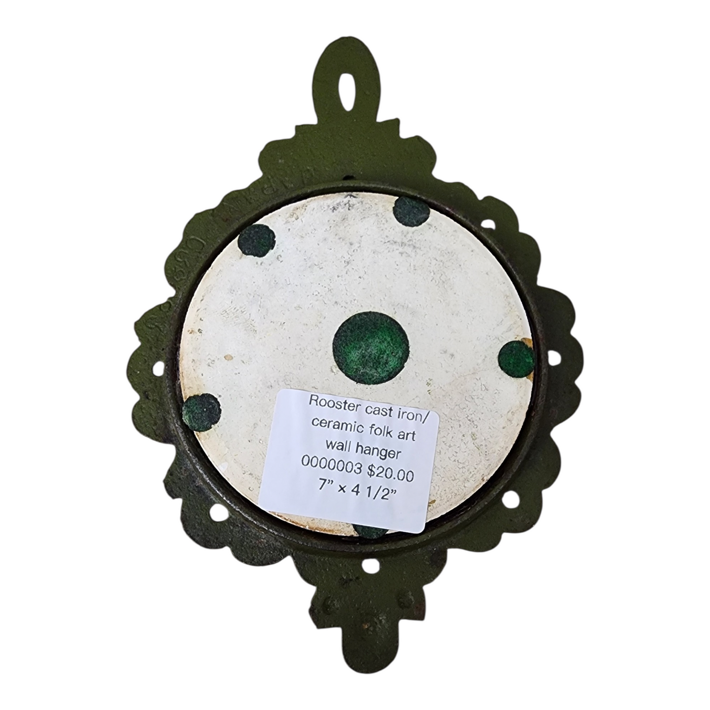 Cast Iron & Ceramic Rooster plaque