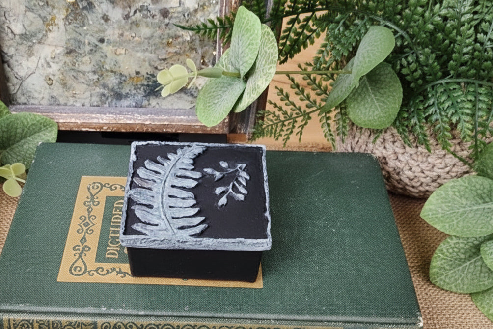 Pressed Botanical Relic Box 1 – Handcrafted Textural Fern Art