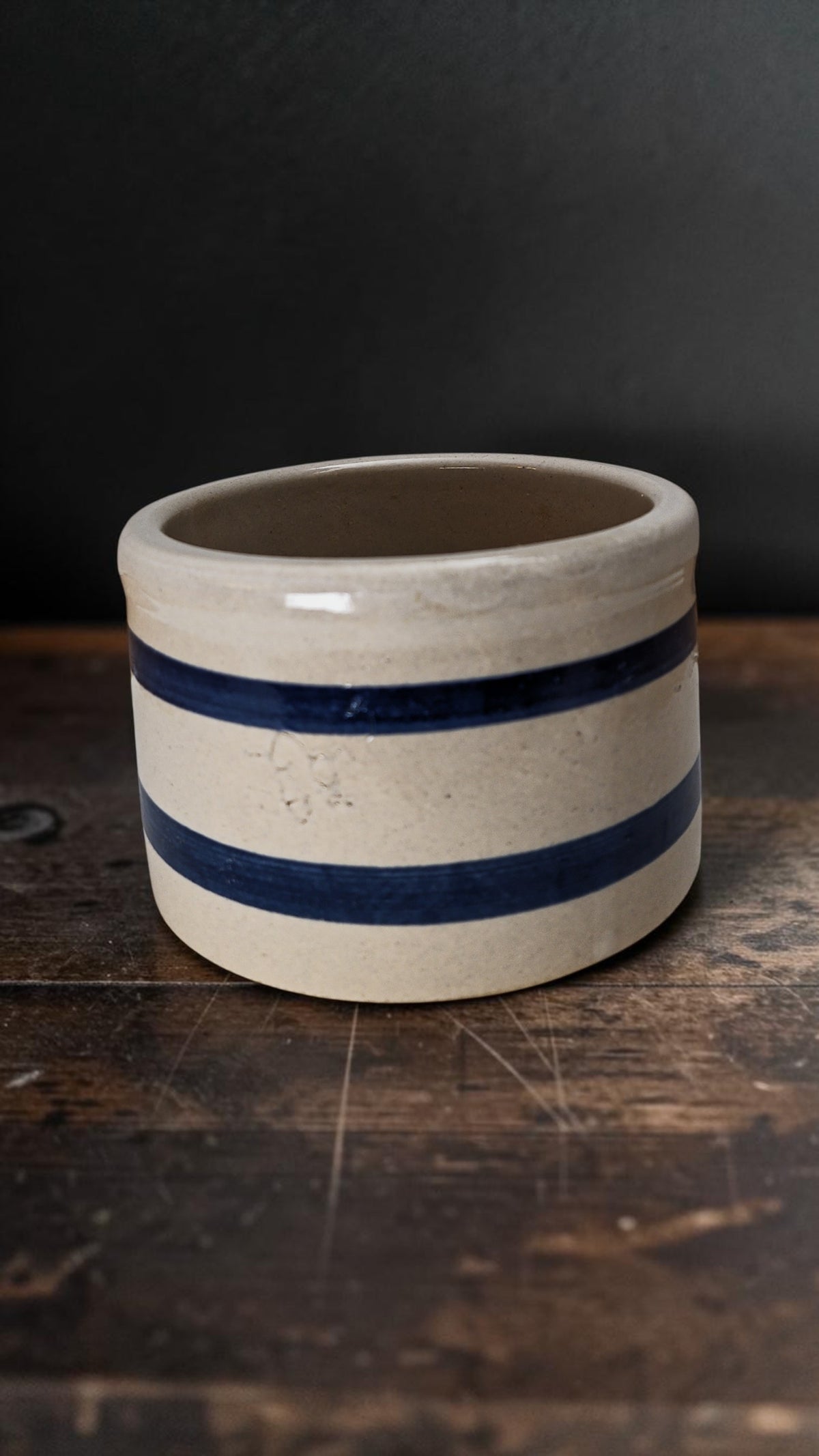 Vintage Robinson Ransbottom #303-A Blue-Banded Stoneware Crock