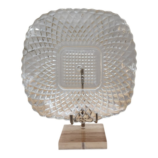Antique 19th-Century Pressed Glass Diamond Waffle Bowl