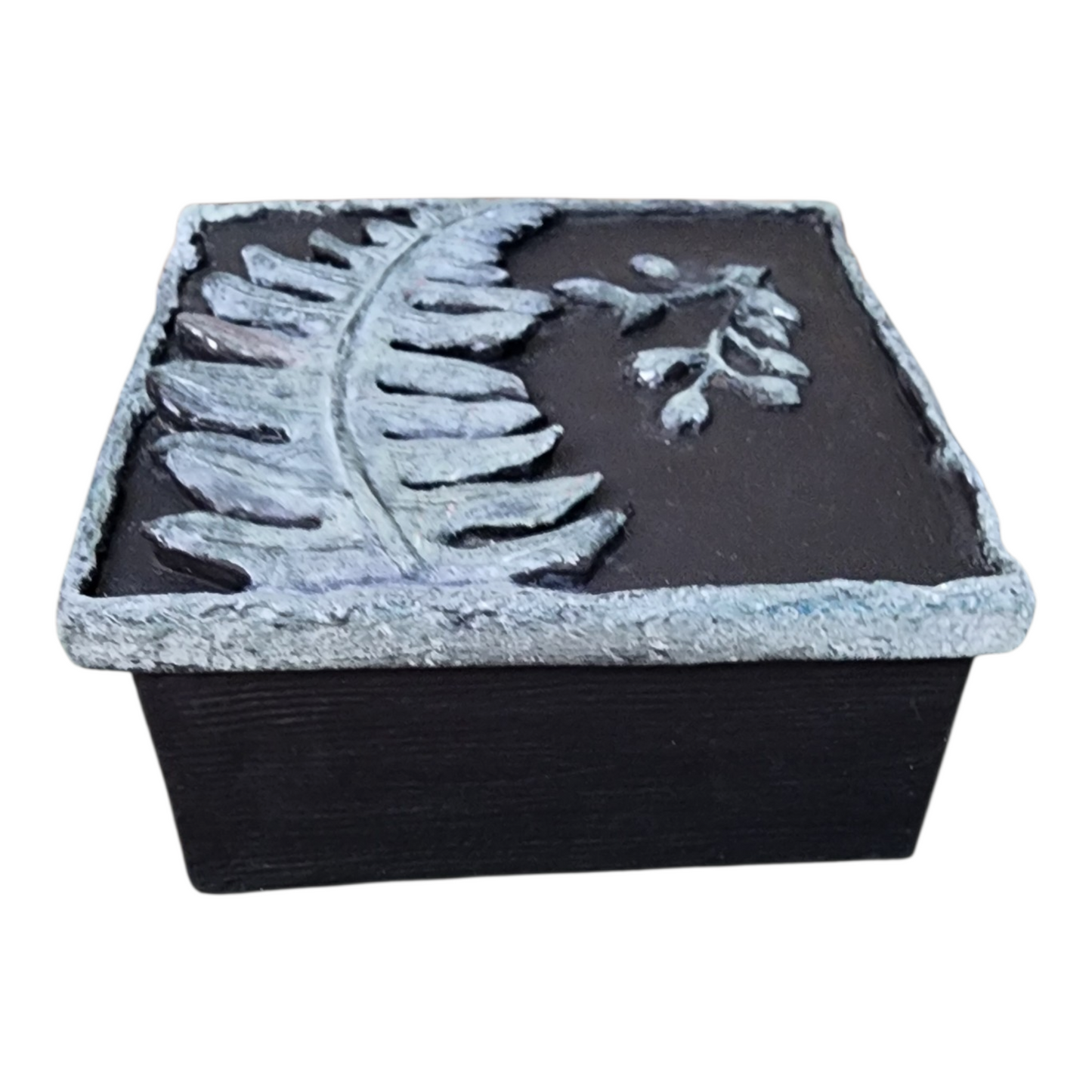 Pressed Botanical Relic Box 1 – Handcrafted Textural Fern Art