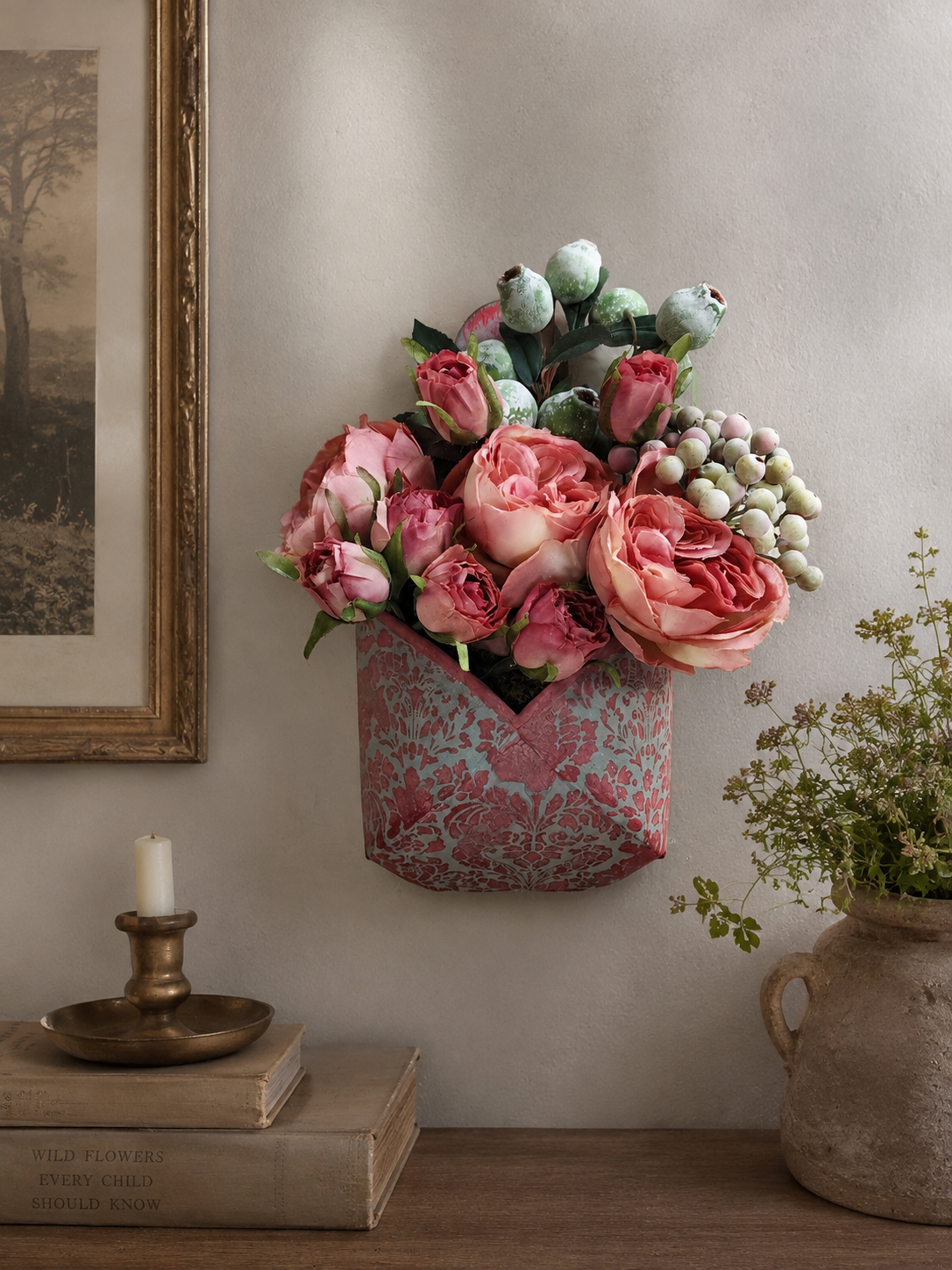 Rose & Verdigris Wall Pocket | OWR Hand-Finished