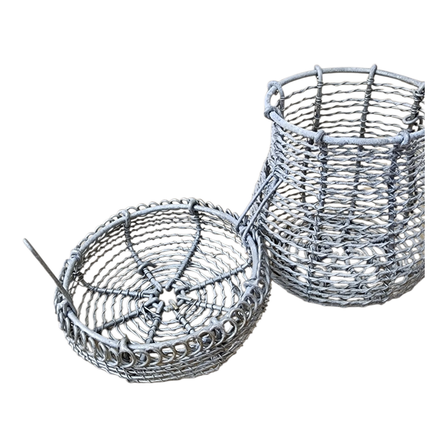 Antique french coiled wire basket with hinged clasp