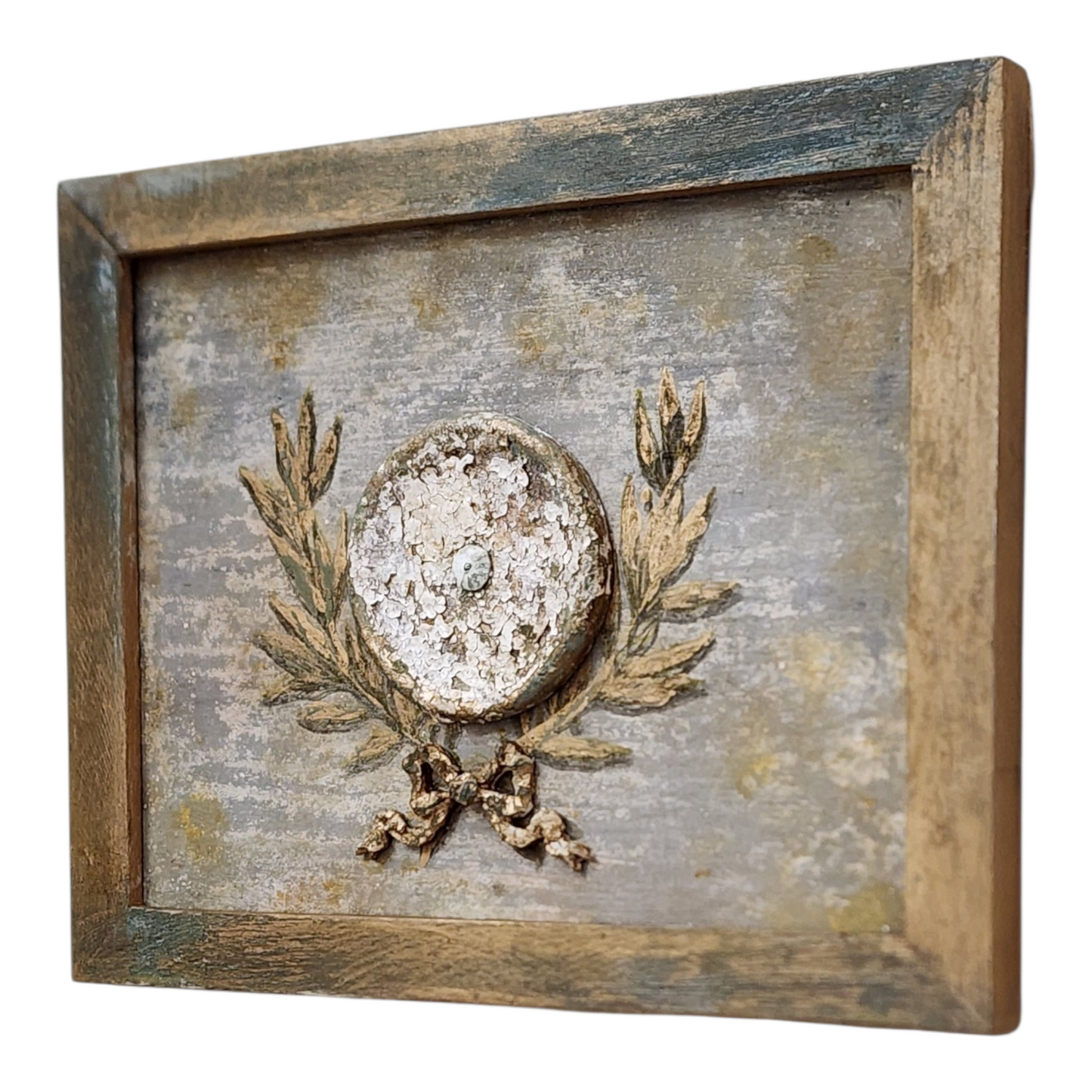 European Dusted Patina Wall Plaque | Hand-Painted Antique Inspired Frame Art