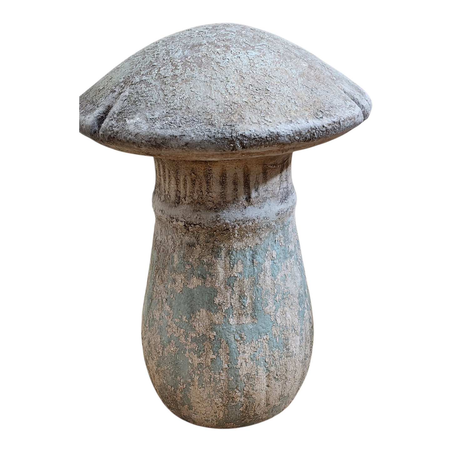 Large Sculptural Ceramic Mushroom Objects | Aged Mineral Patina Finish (Set of 2)