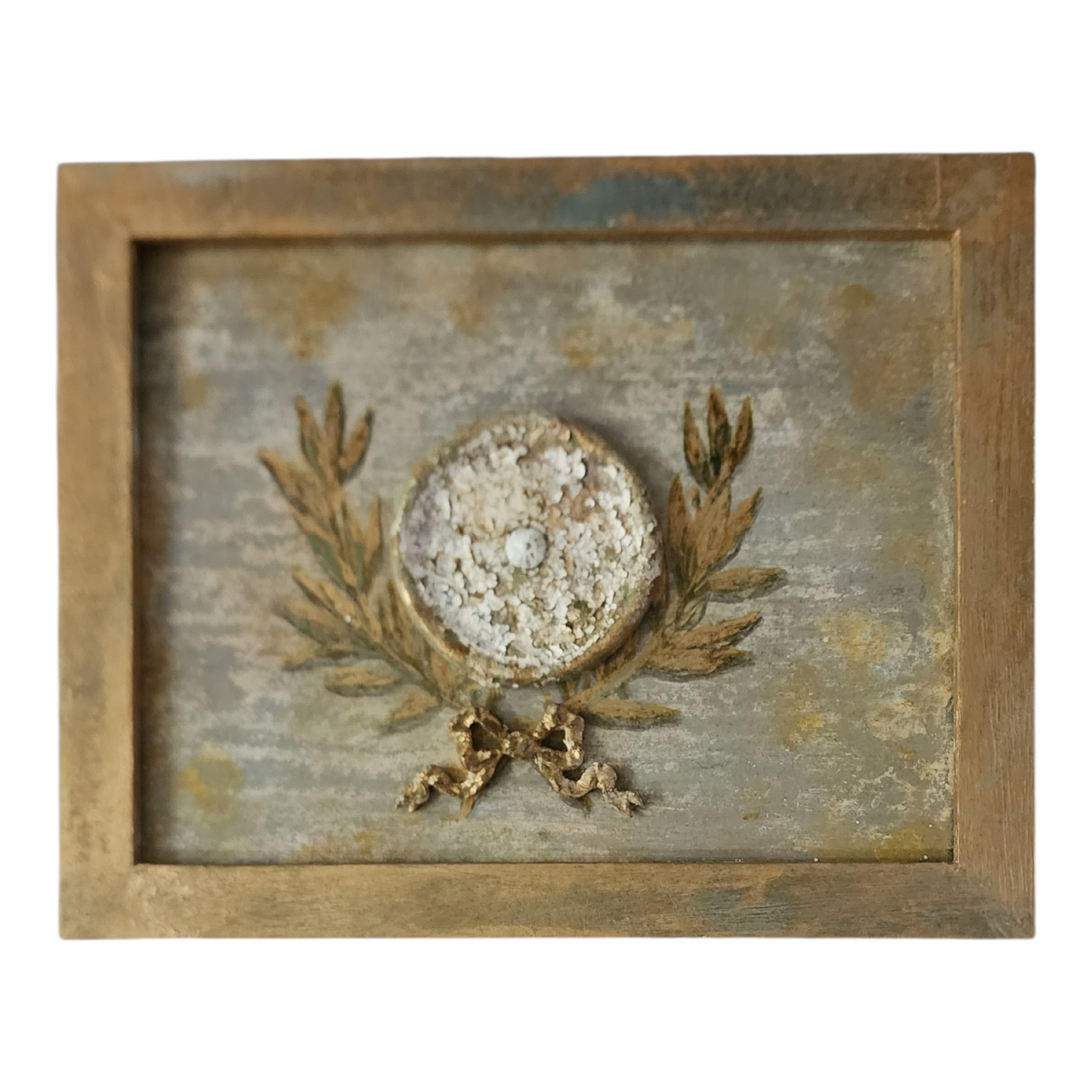 European Dusted Patina Wall Plaque | Hand-Painted Antique Inspired Frame Art
