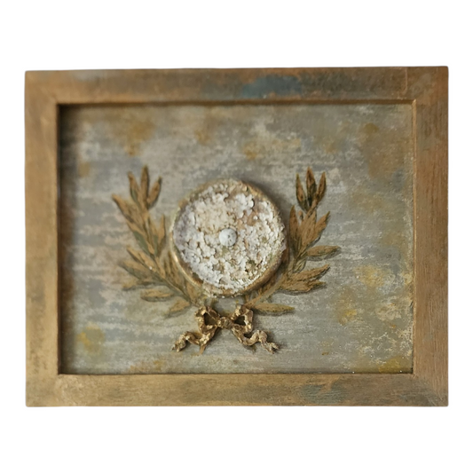 European Dusted Patina Wall Plaque | Hand-Painted Antique Inspired Frame Art
