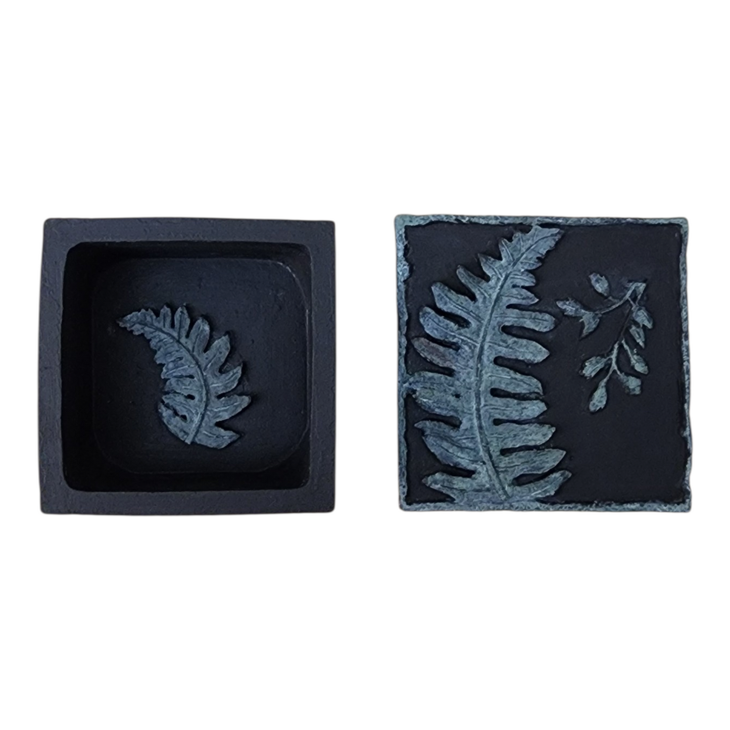 Pressed Botanical Relic Box 1 – Handcrafted Textural Fern Art