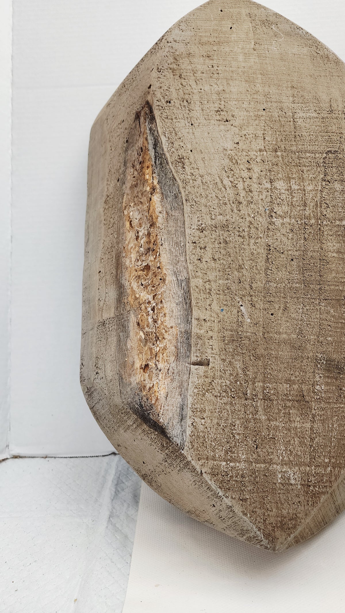 Sunwashed Blue Hand-Carved Wood Dough Bowl | Hand-Painted 20.5 in.