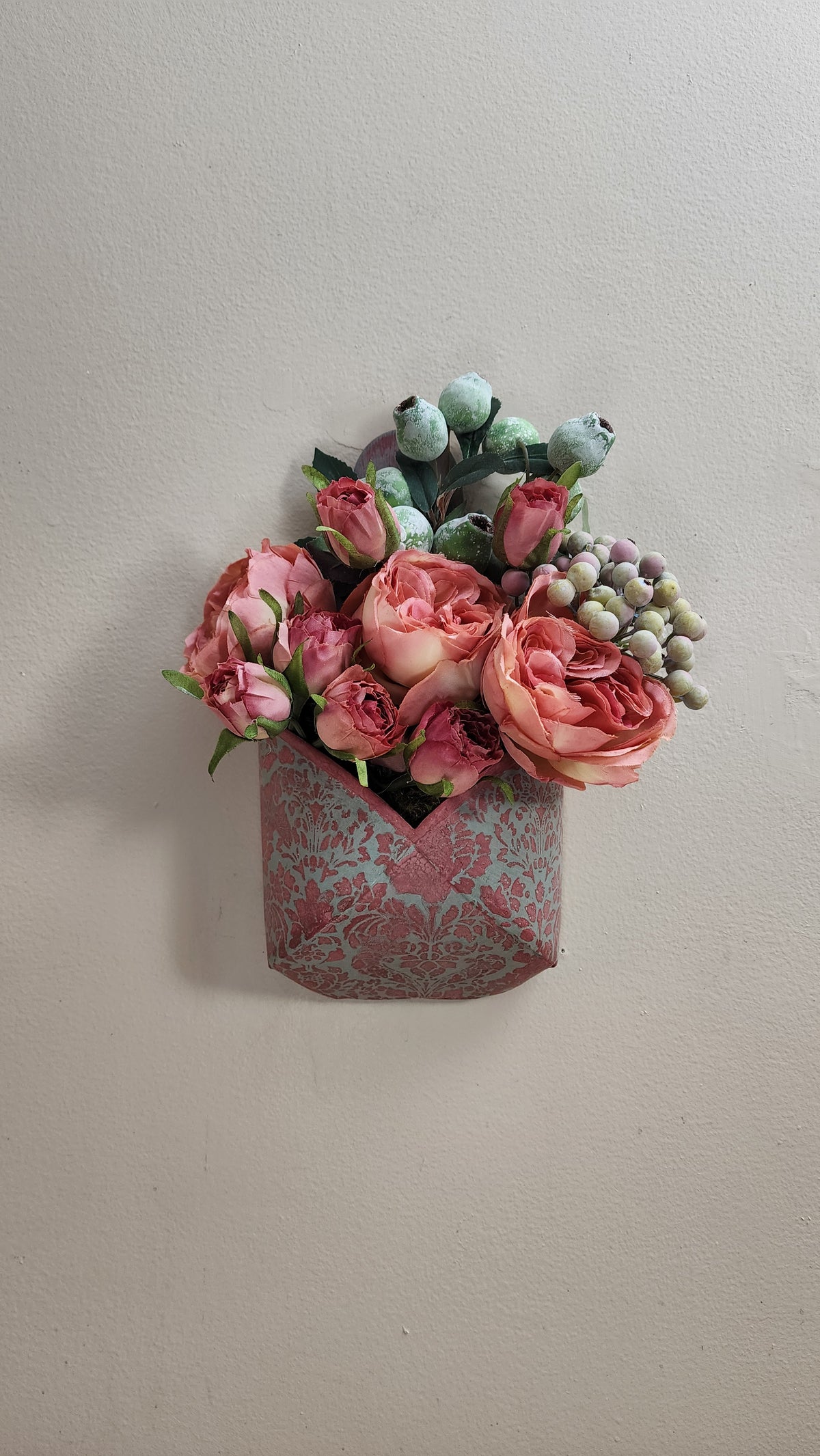 Rose & Verdigris Wall Pocket | OWR Hand-Finished