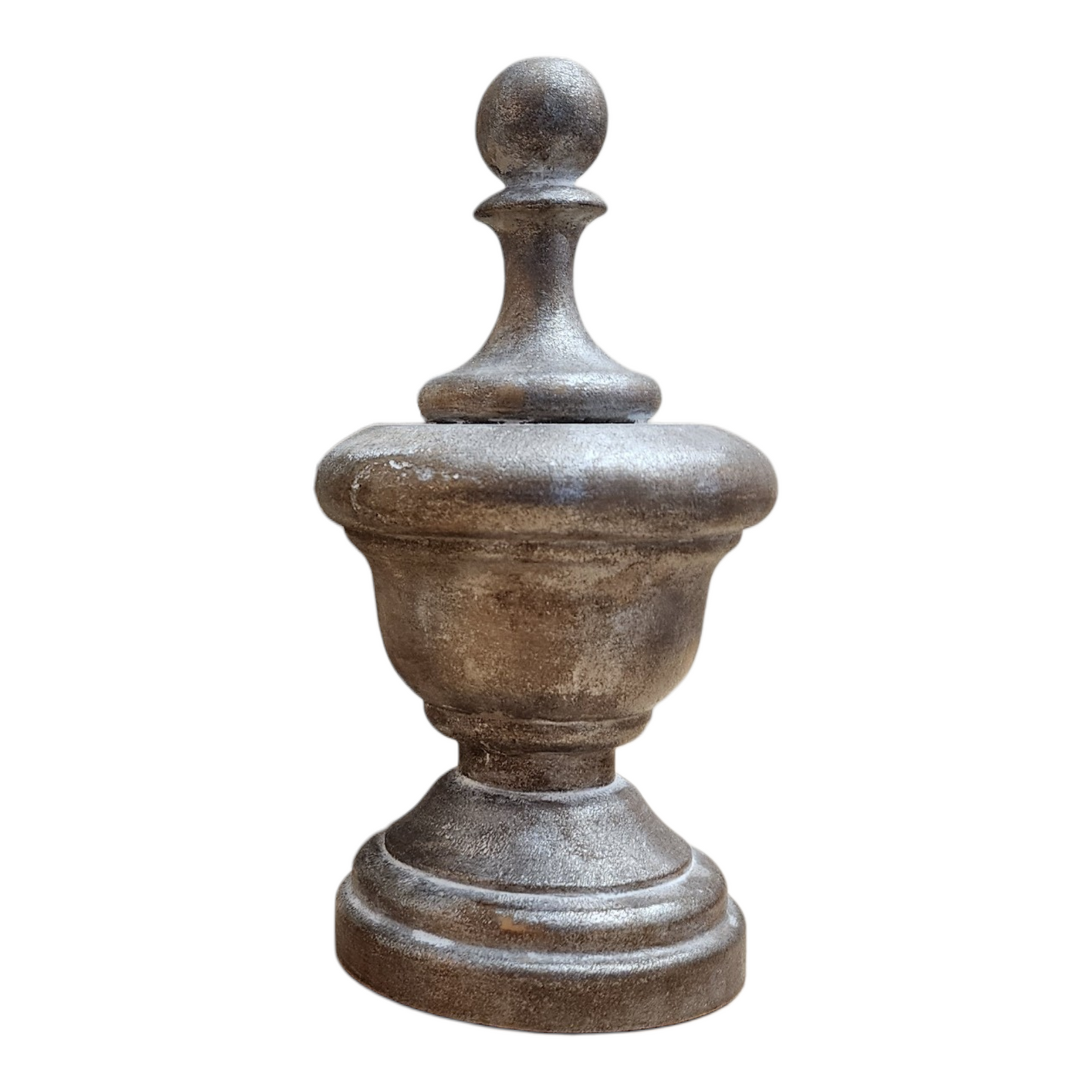 Hand-Painted Wood Finial Set (3) | Aged Metal Finish with Mica Glaze
